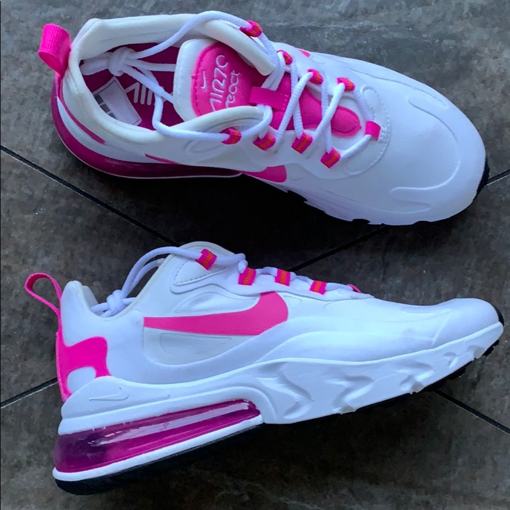NIKE W AIR MAX 270 REACT WHITE/FIRE PINK-TEAM ORAN - Picture 15 of 16